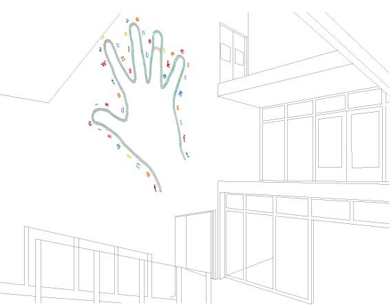situatietekening vanaf de tweede verdieping met zicht op het ontwerp &copy; Andr&eacute; Boone