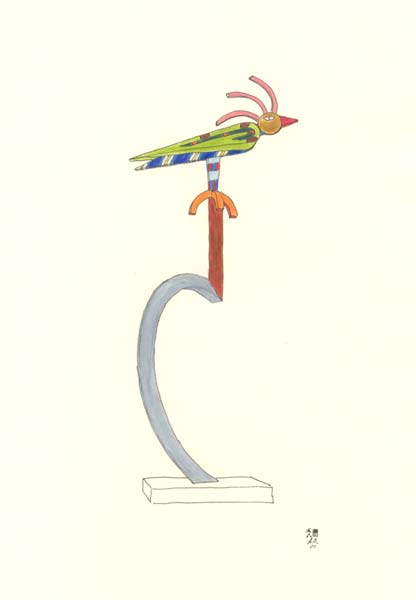 kleurpotlood tekening van het ontwerp, &copy; Andr&eacute; Boone