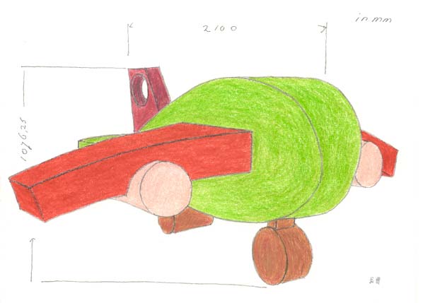 kleurpotloodtekening van een vliegtuig &copy; Andr&eacute; Boone