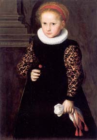 het portret van een zesjarig meisje' is door Jan Claesz, 1593 &ndash; 1616 Rijksmuseum Twenthe, geschilderd