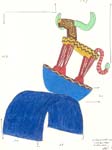 Farbstift auf Papier der Stier Leo II