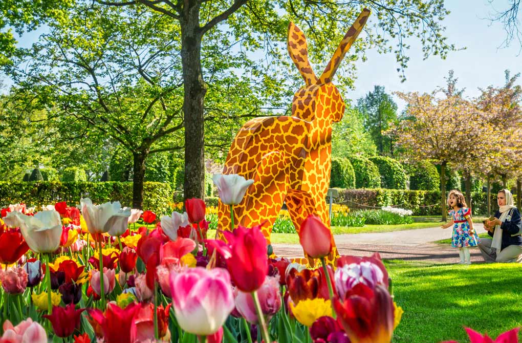 Das ist eine Giraffe, keukenhof 2025 foto Wim Wiskerke